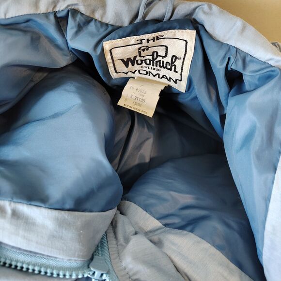 Vtg Woolrich Women's SMALL Long Puffer Coat Quilted Blue 80s 90s Retro Pastel - Picture 8 of 16